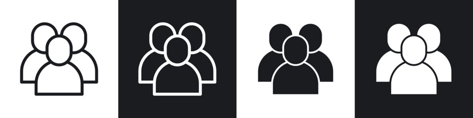 Group icons set. filled and line illustration