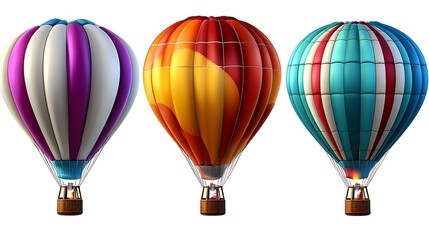 Obraz premium Colorful Hot Air Balloons Isolated on White Background