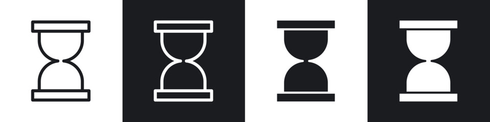 Hourglass icons set. filled and line illustration