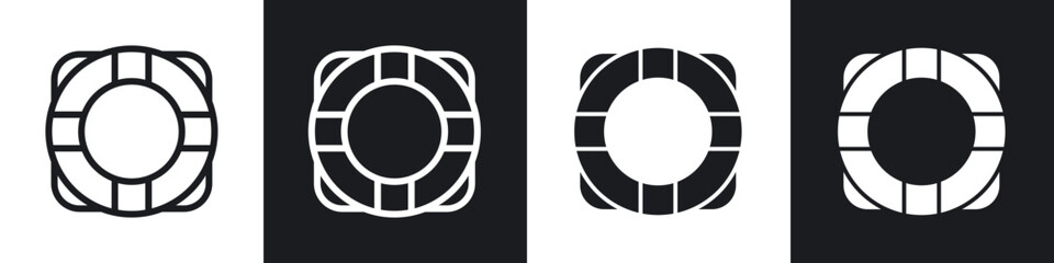 Naklejka premium Life buoy icons set. filled and line illustration