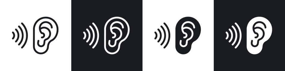 Listening icons set. filled and line illustration