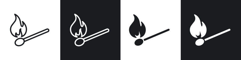 Matches icons set. filled and line illustration