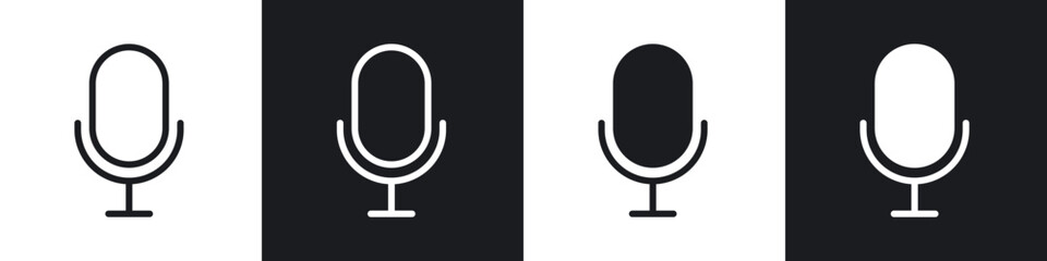 Microphone icons set. filled and line illustration