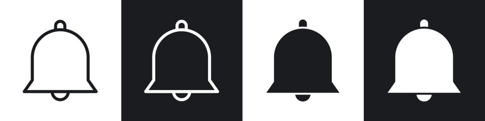 Notification bell icons set. filled and line illustration