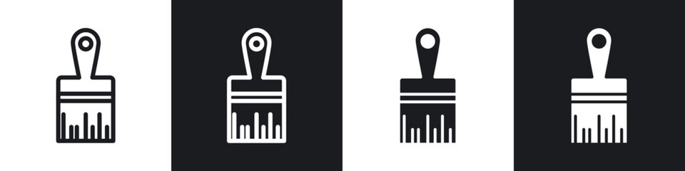 Paint brush icons set. filled and line illustration