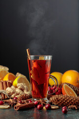 Hot Christmas drink with spices.