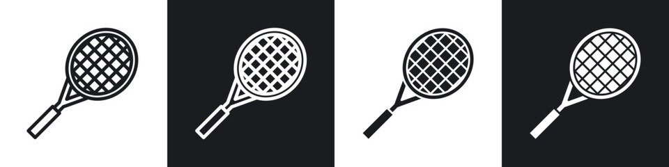 Racket icons set. filled and line illustration