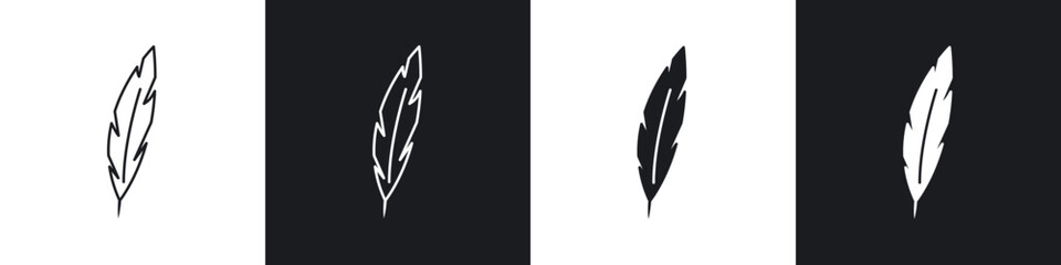 Quill icons set. filled and line illustration