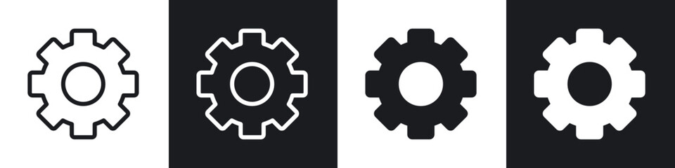 Settings icons set. filled and line illustration