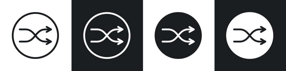 Shuffle icons set. filled and line illustration