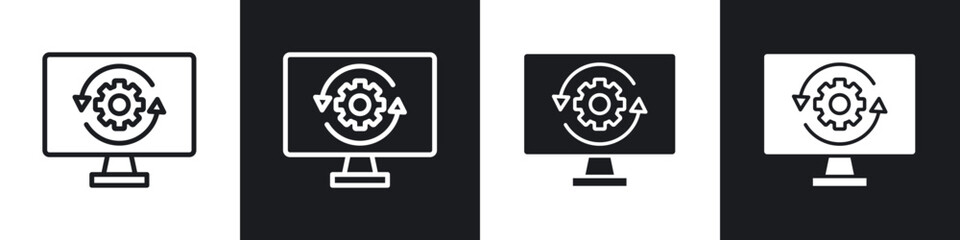 System update icons set. filled and line illustration