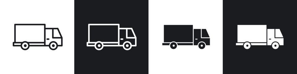 Truck icons set. filled and line illustration