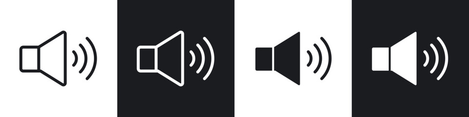 Volume icons set. filled and line illustration