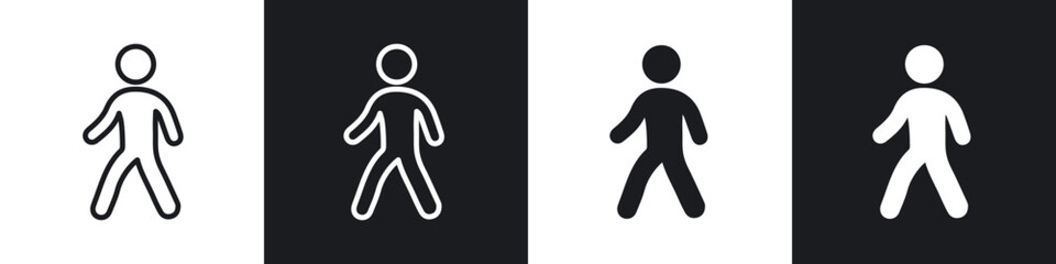 Fototapeta premium Walk icons set. filled and line illustration
