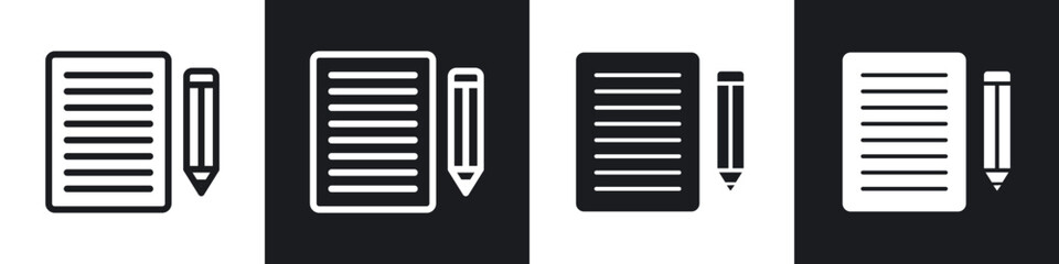 Writing icons set. filled and line illustration