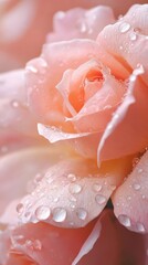 Fototapeta premium Soft raindrops kiss the petals of roses, the watercolor blending softly to depict the delicate beauty of nature in the rain