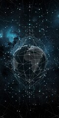 A digital representation of Earth with network connections in outer space, symbolizing global communication, technology, and data exchange.