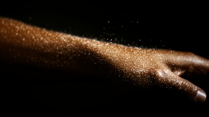 Fototapeta premium Close-up of Keratosis Pilaris on Arm with High Contrast Dramatic Lighting, Skin Bumps and Discoloration Detail