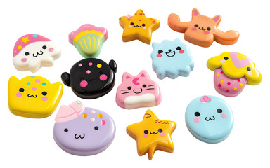 Kawaii Cute Japanese Puffy Stickers - Cute Animals on Transparent Background AI Generative
