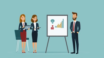 Fototapeta premium Business Presentation with Graph and Team Collaboration