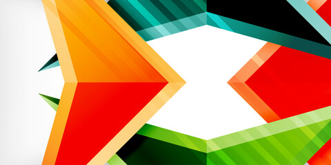 Arrows with 3d effect abstract background. Triangles on light grey backdrop