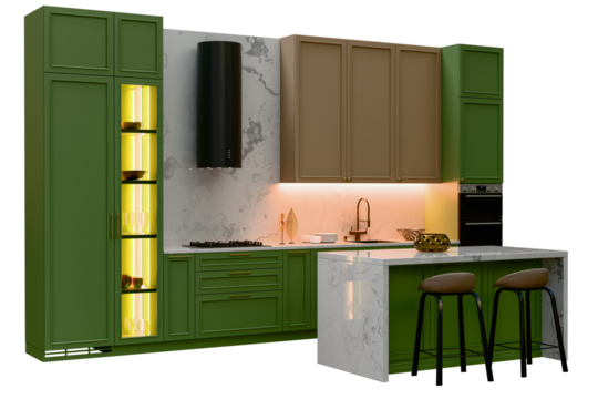 kitchen interior 3d rendering isolated