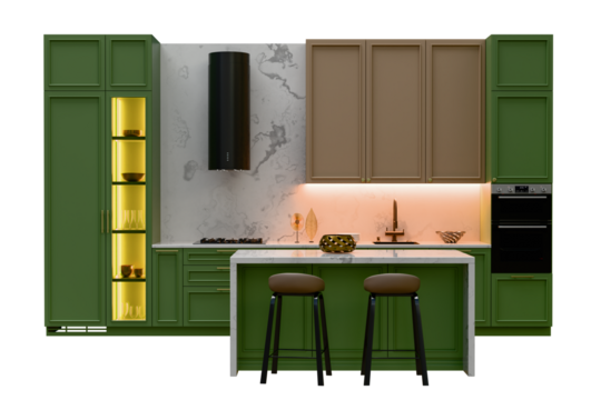 kitchen interior 3d rendering isolated