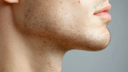 Side profile view of a person's neck, revealing the unsightly raised and discolored mole indicative of skin cancer
