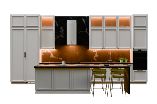 kitchen interior 3d rendering isolated