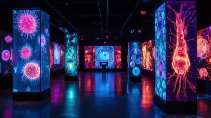 3D projection mapping installation showcasing the complex mechanisms of the human immune system in an engaging interactive display