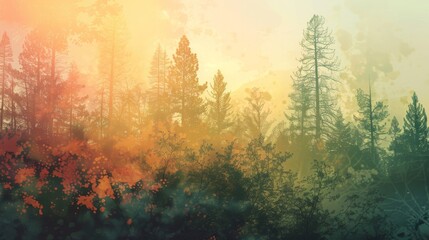 Naklejka premium Nature-themed lofi background with double exposure effect.