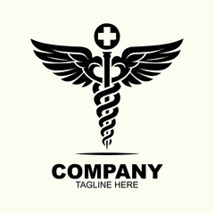 Obraz premium Caduceus health vector silhouette illustration
