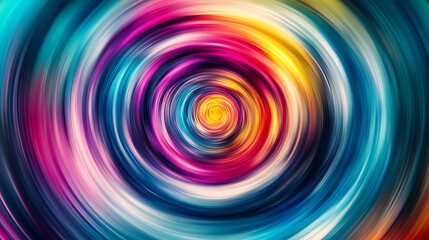 Fototapeta premium Abstract swirl of vibrant colors creating a circular pattern with a blurred center.