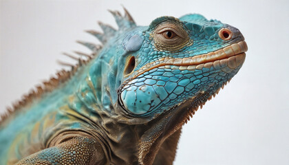 Fototapeta premium Close-up of a vibrant blue iguana displaying its unique features in a natural habitat setting