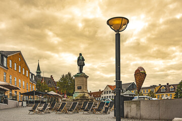 homes and businesses along the hillerod village. Denmark.