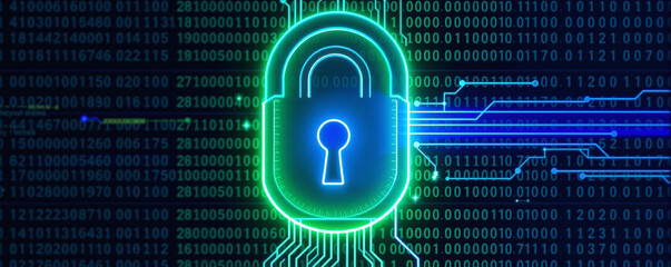 Digital Padlock on Binary Code