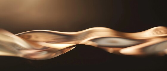 Fototapeta premium Sleek, golden curves weave fluidly through a dimly lit space, conjuring a sense of elegance and serenity.