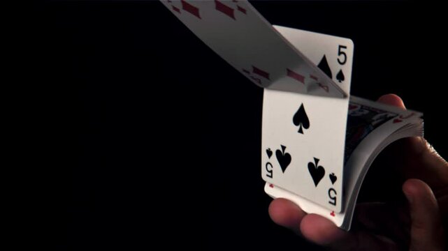 Poker Cards. Filmed on a high-speed camera at 1000 fps. High quality FullHD footage