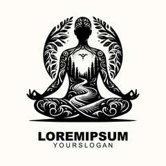 Nature Creative Human Body Meditation yoga logo on white background