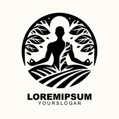 Nature Creative Human Body Meditation yoga logo on white background