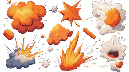 Obraz premium A collection of cartoon explosion effects, perfect for adding a dynamic touch to your projects.