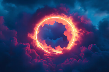 Surreal Abstract Cloud Wrapped in Vivid Neon Halo