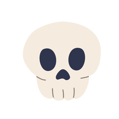 Flat vector illustration of a spooky skull, ideal for Halloween and gothic-themed designs. This eerie graphic is perfect for posters, invitations, party decor, and any artwork needing a creepy touch