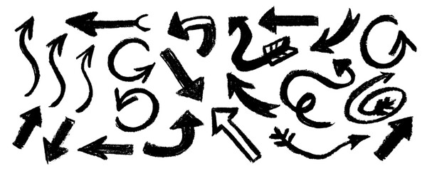 Hand drawn vector arrow set. All arrows are isolated on white and grouped, easy to use.