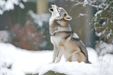 Obraz premium gray wolf in snow