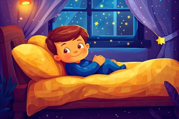 little child sleeping on the bed