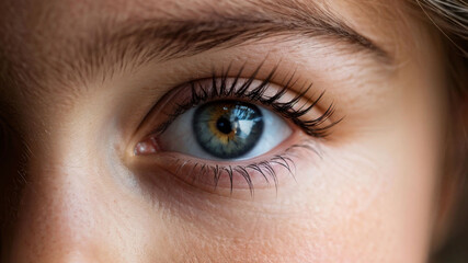 Fototapeta premium a close-up of a woman's eye with a cinematic look.