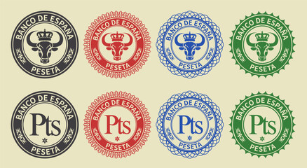 Obraz premium Vector fictional seals spanish bank
