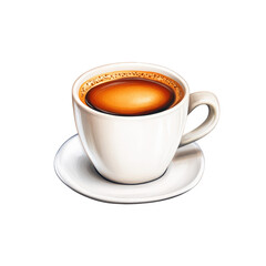 Fototapeta premium Isolated white background cup of coffee with saucer, perfect for breakfast or cafe break