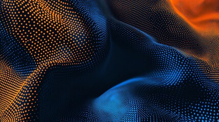 Abstract background with blue and orange polka dots.